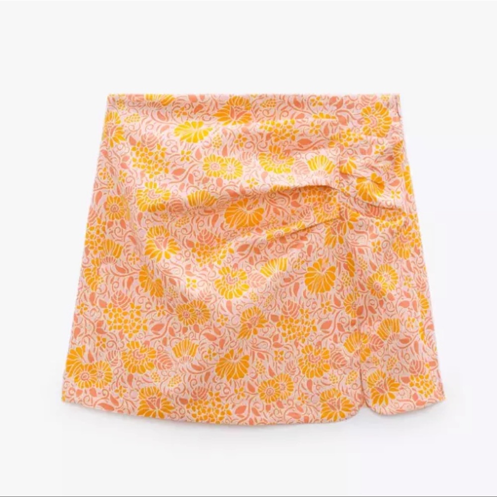 ZARA LINEN BLEND MINI SKIRT SIZE XS